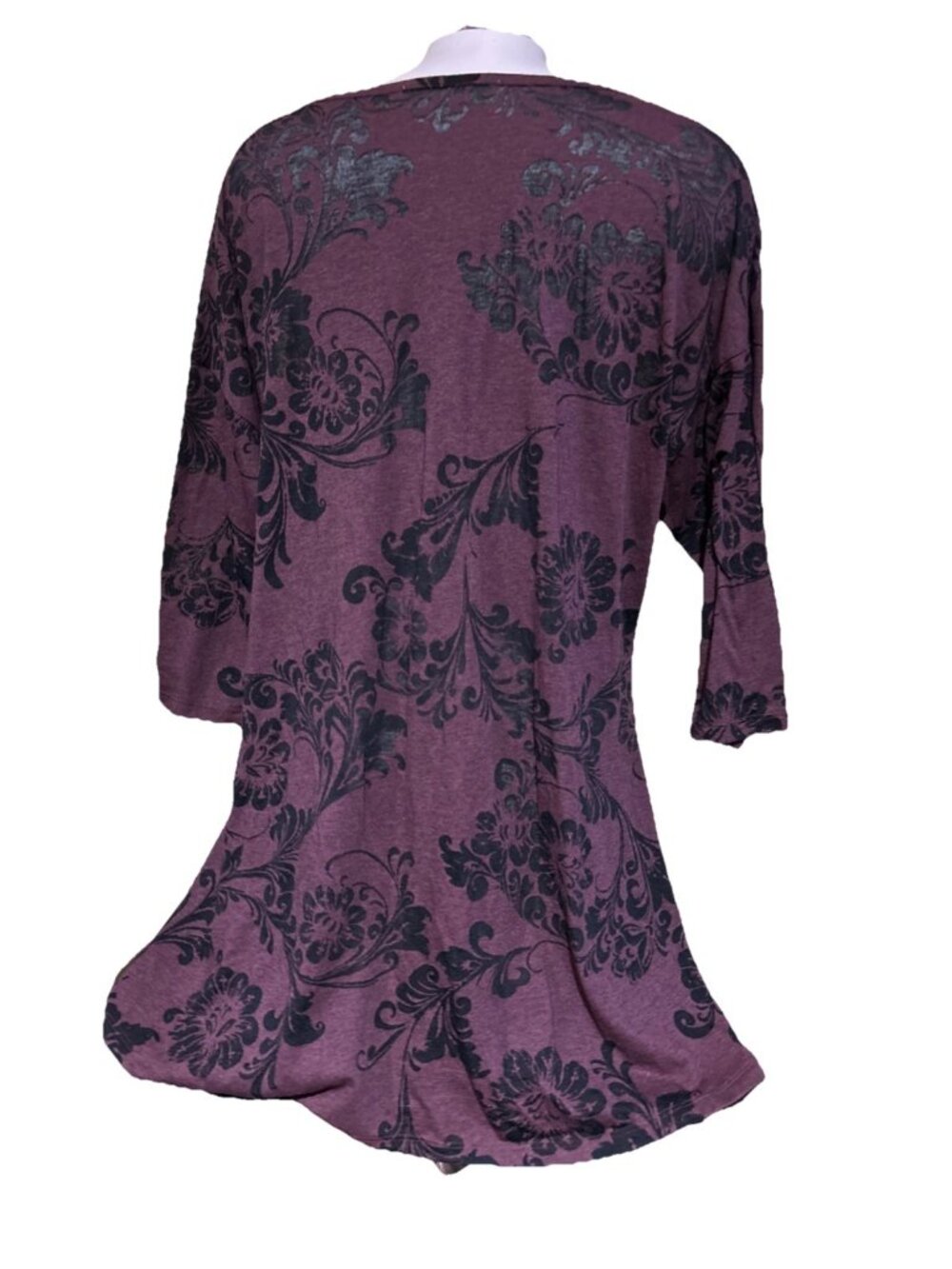 Peruvian Connection 3/4 Sleeve Floral Burnout Tunic Top Shirt XL Whimsigoth - Picture 7 of 10